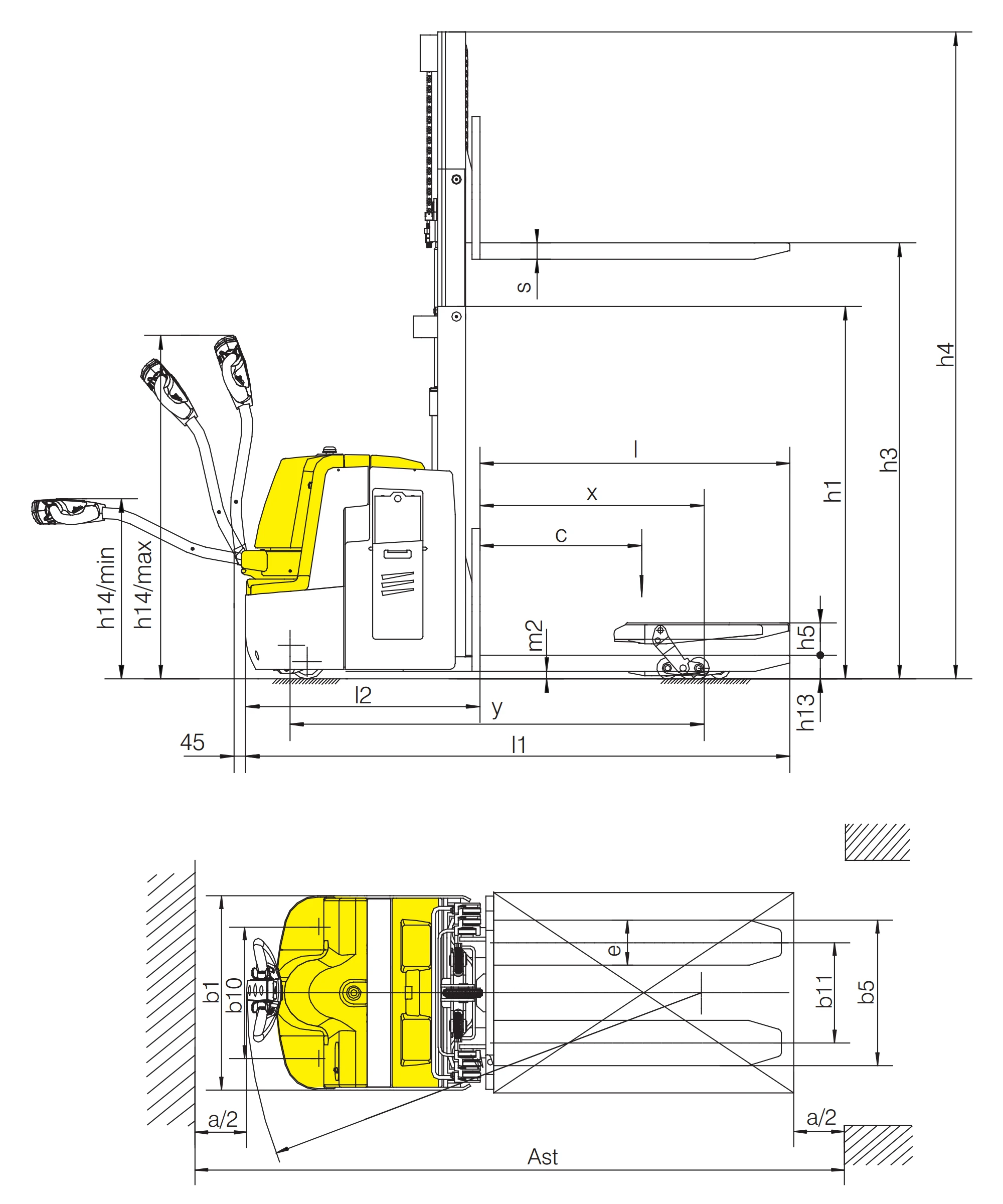 Elektrický paletový vozík pro dvě palety EPV20-I/EPV20LD-I, detail konstrukce