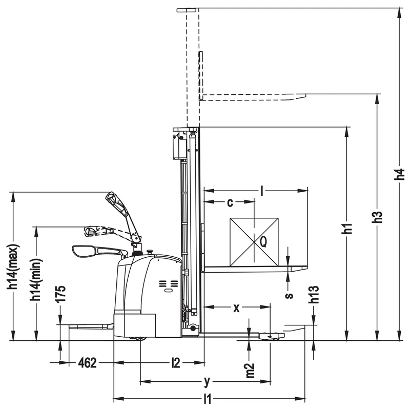 Elektrický vysokozdvižný vozík EVV10PV-P/EVV12PV-P/EVV15PV-P – pohled 2