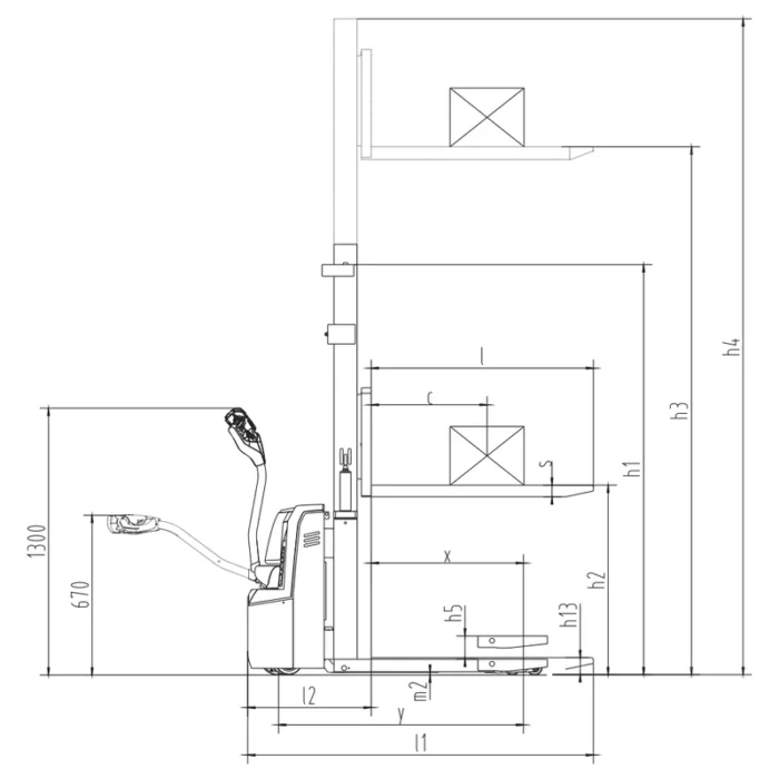 Elektrický vysokozdvižný vozík EVV10B-I/EVV12B-I s nosností 1000–1200 kg