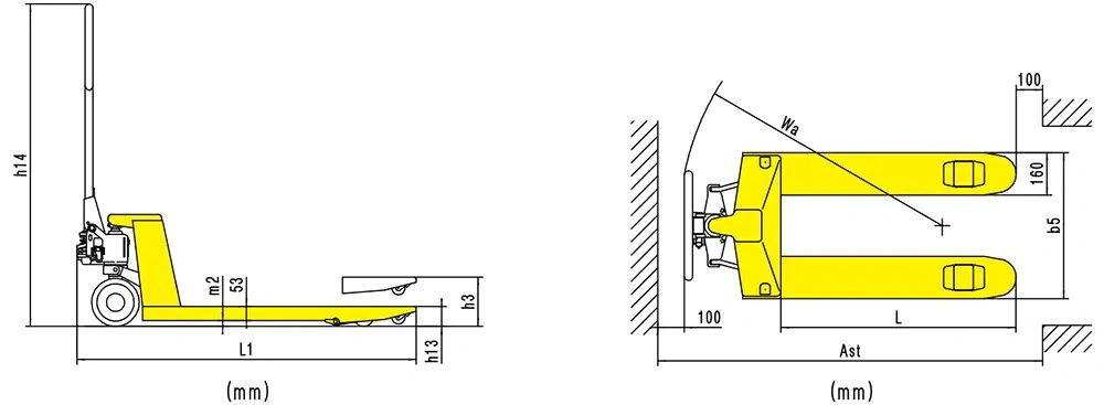 Rozměry ručního paletového vozíku RPV2500PT/RPV3000PT