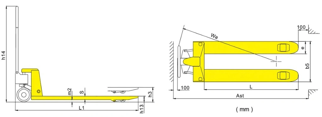 Rozměry ručního paletového vozíku RPV2500STD/RPV3000STD