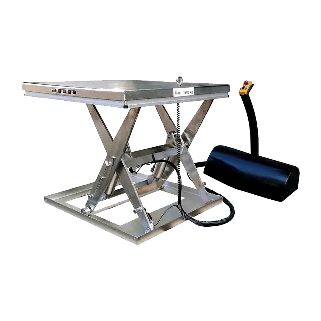 Nerezový elektrický zvedací stůl JHS1800S s plošinou 1220 × 1066 mm
