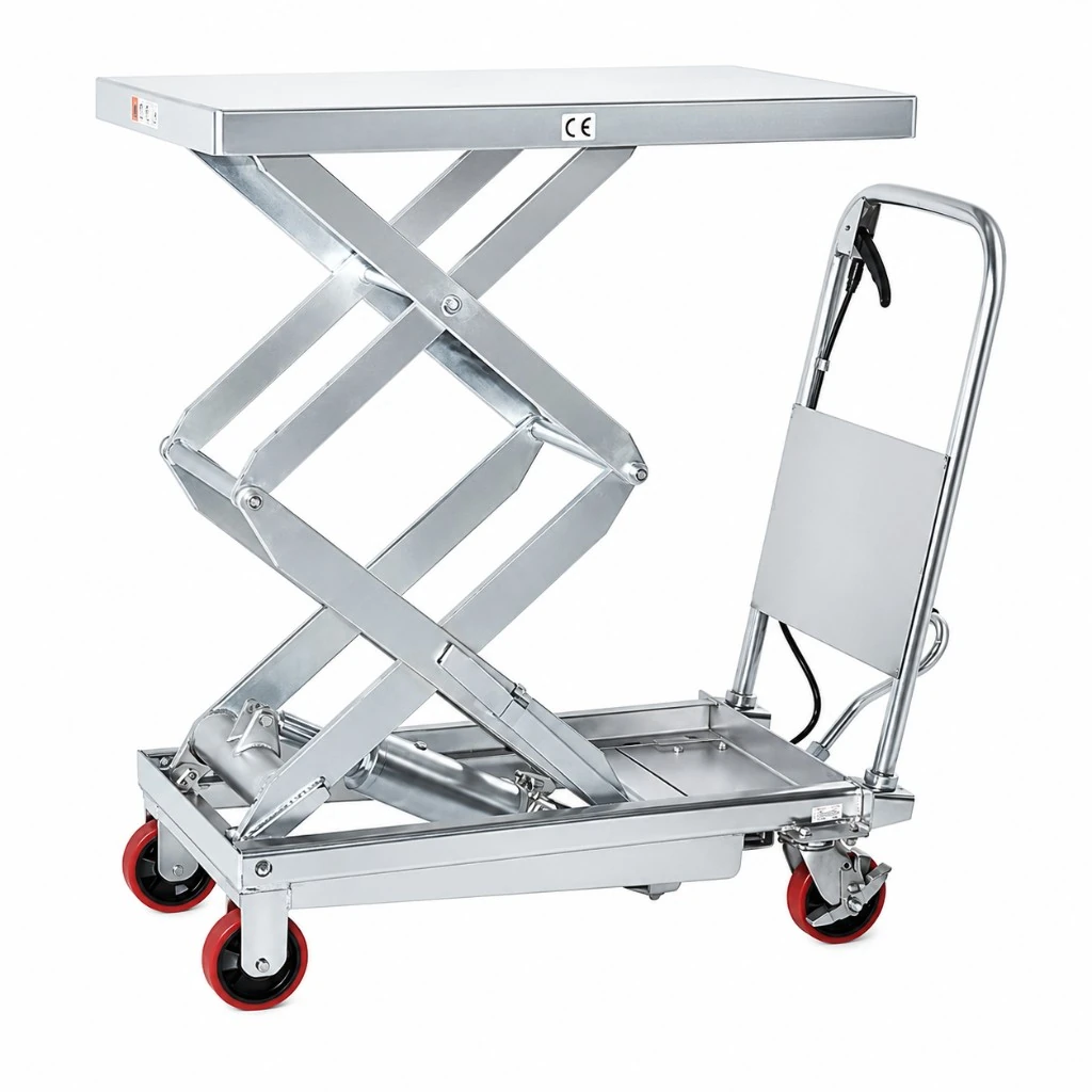 Nerezový pojízdný dvojitý nůžkový zvedací stůl (MPS350DS) 350 kg