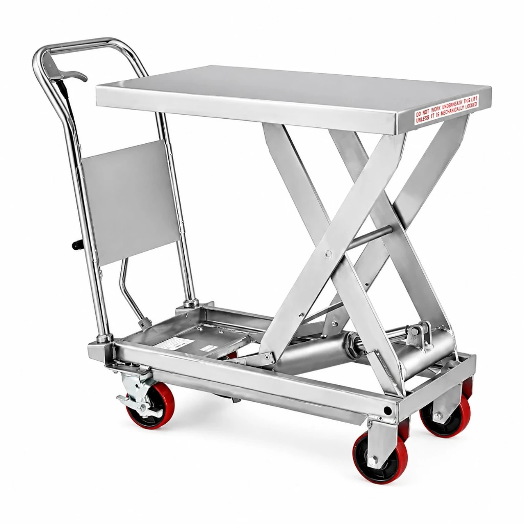 Nerezový pojízdný zvedací stůl (MPS300S) 300 kg
