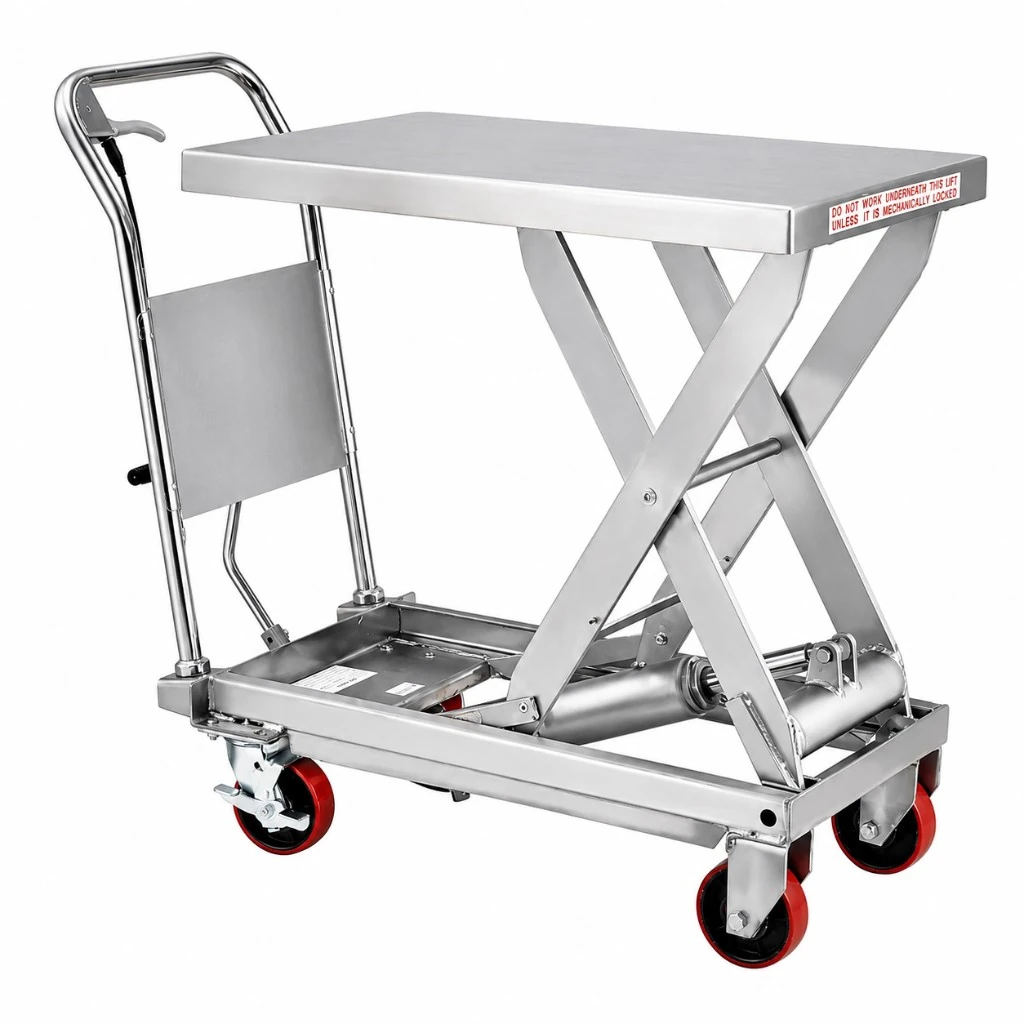 Pojízdný nůžkový zvedací stůl z nerezové oceli (MPS500S) 500 kg